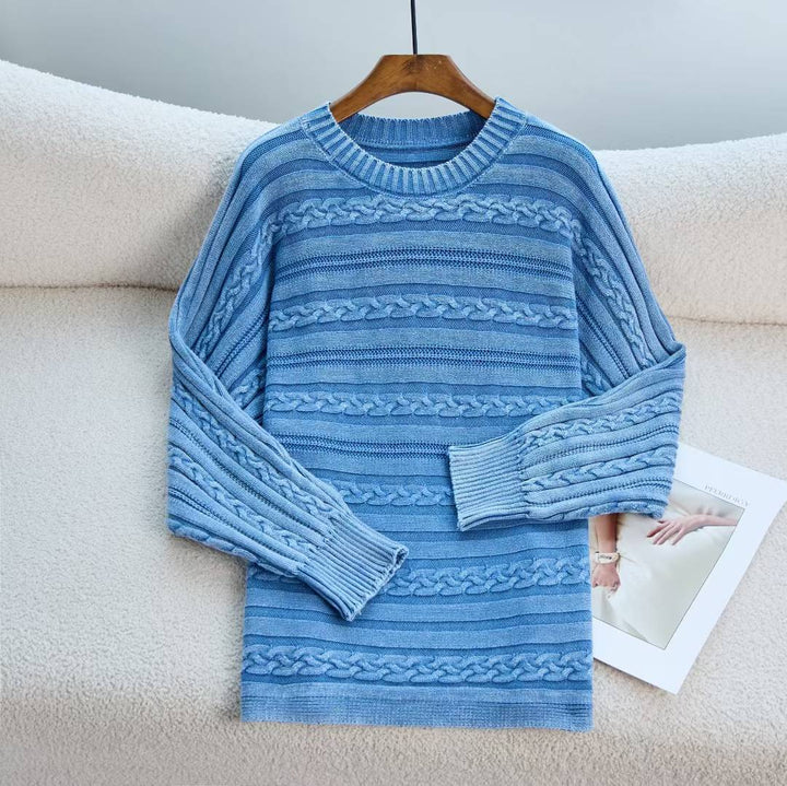 Kvindernes chunky striktrøje med fashionable kabelmønster og afslappet pasform Stilla