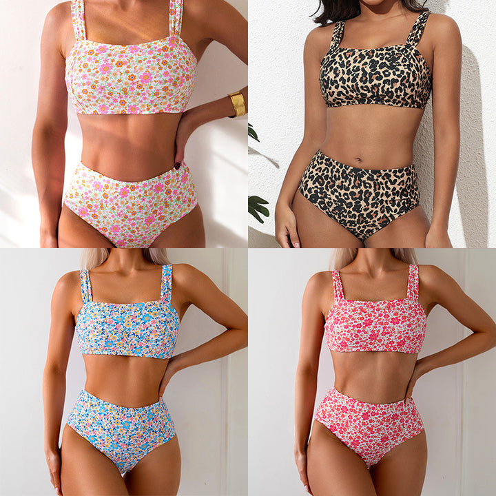 Dame Højskåret Tankini med blomsterprint Skovae