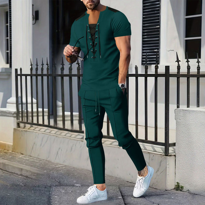 Herre stilfuld fritidsoutfit med afslappet snøredesign og elastisk bånd Stilla