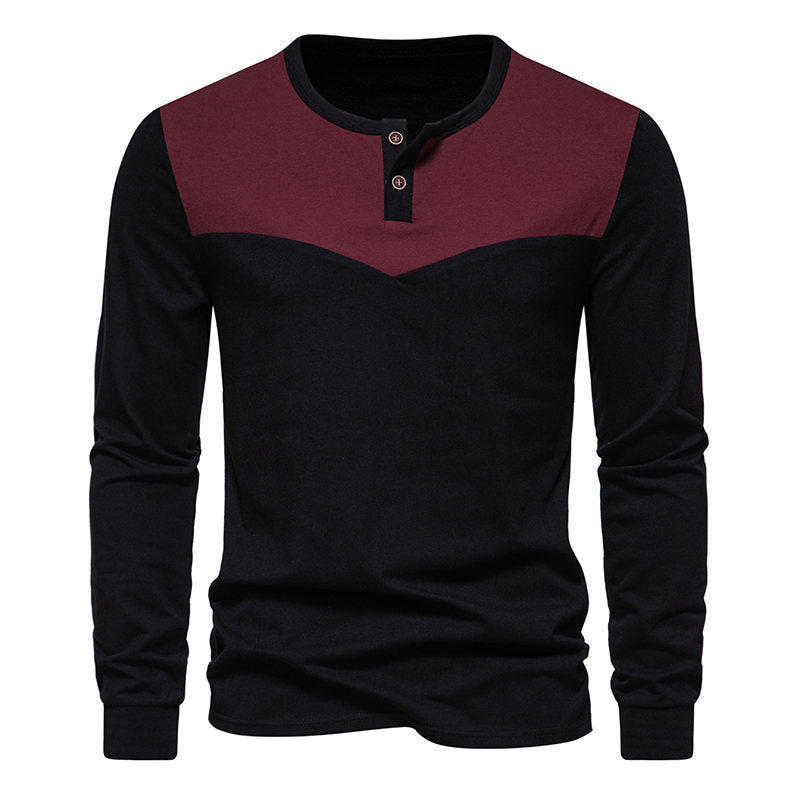 Herrer stilfuld kontrastpanel langærmet henley-shirt Stilla