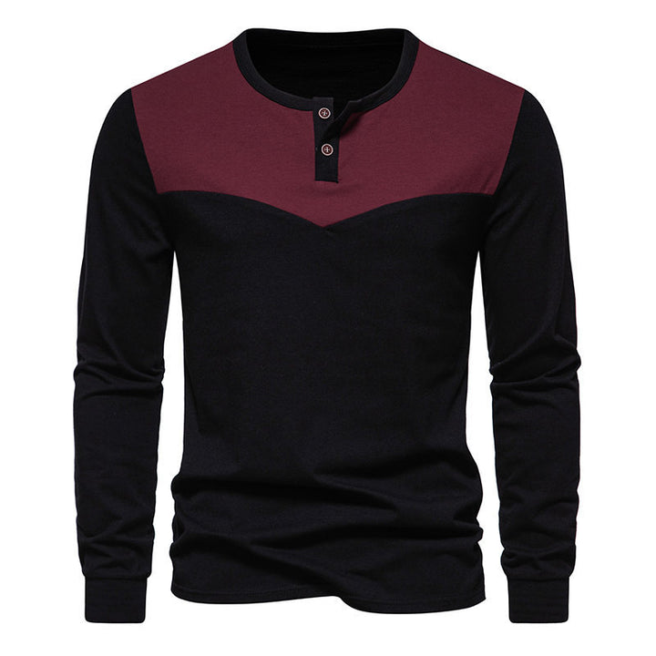 Herrer stilfuld kontrastpanel langærmet henley-shirt Stilla