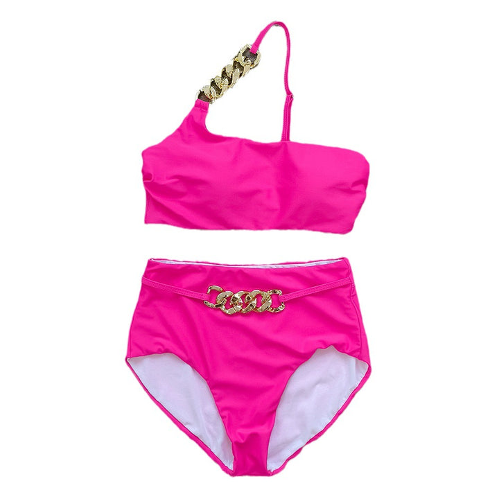 Dame bikini-sæt med moderigtige guld-detaljer og højt skåret trusse Stilla