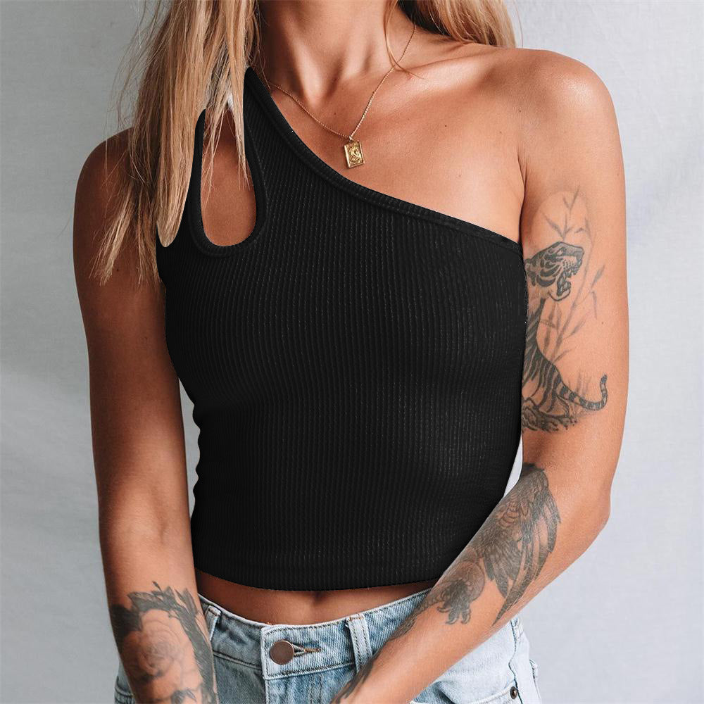 Frau Rippene En-Skulder Crop Top Stilla