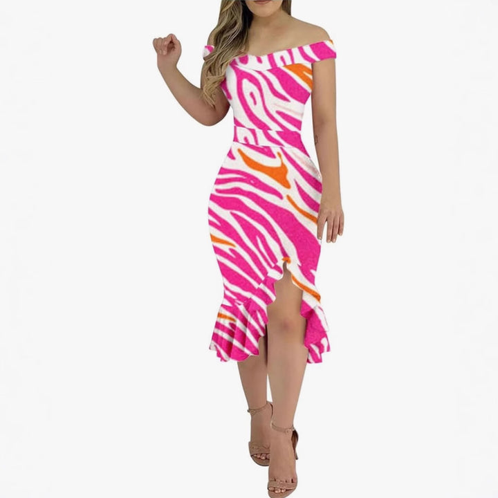 Dame Off-Shoulder Volants Midi Kjole Stilla