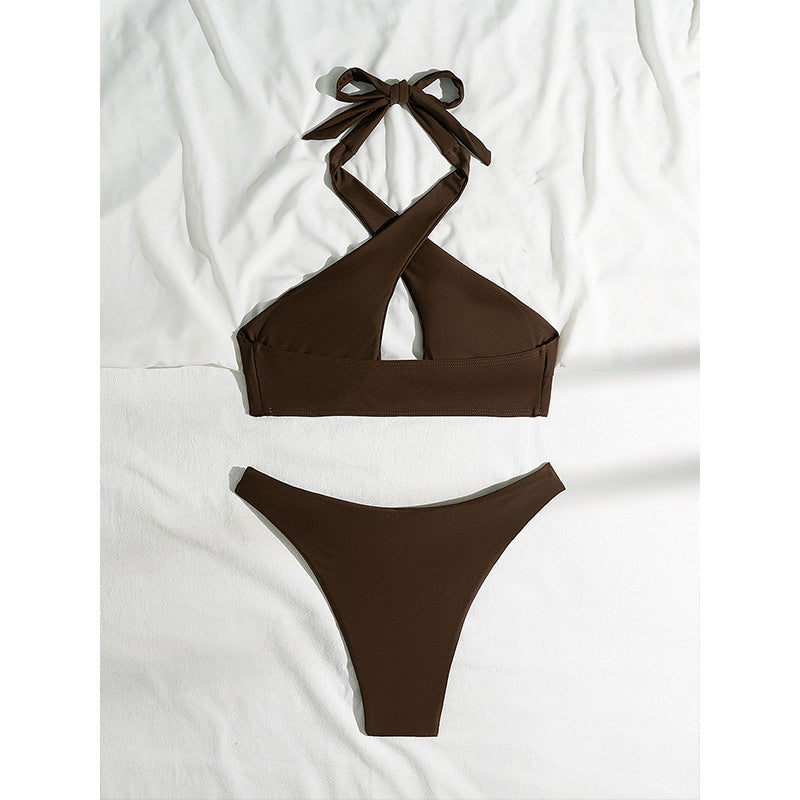 Dame Crisscross Halter Neck Bikini Sæt Stilla