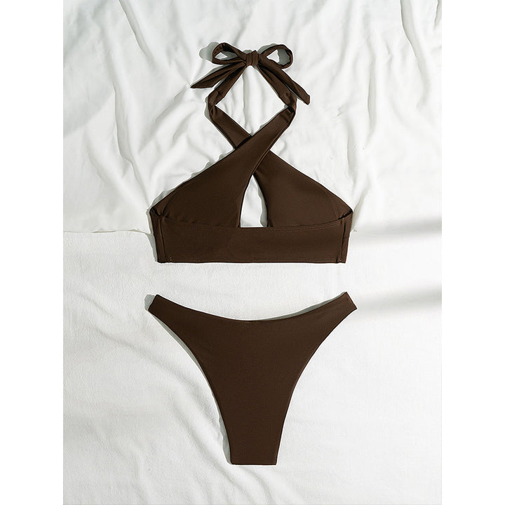 Dame Crisscross Halter Neck Bikini Sæt Stilla