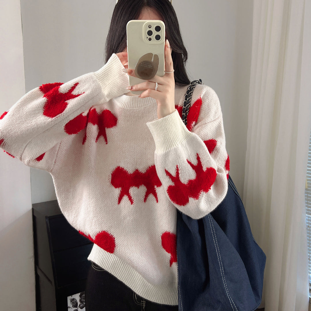 Damer Mønstret Sweater med Stilfuldt Dyremotiv og Casual Snit Stilla