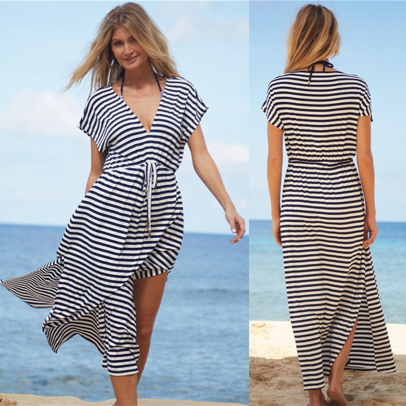 Dame Strandkimono med moderne indpakningsdesign og asymmetrisk kant Stilla