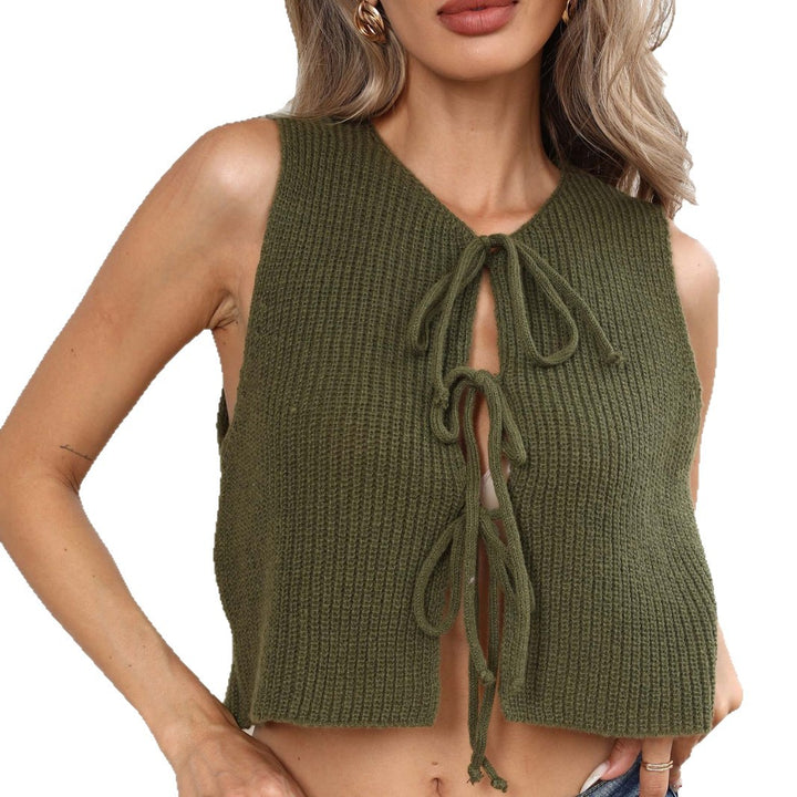 Dame struktureret Cropped Top med justerbar snorelukning Stilla