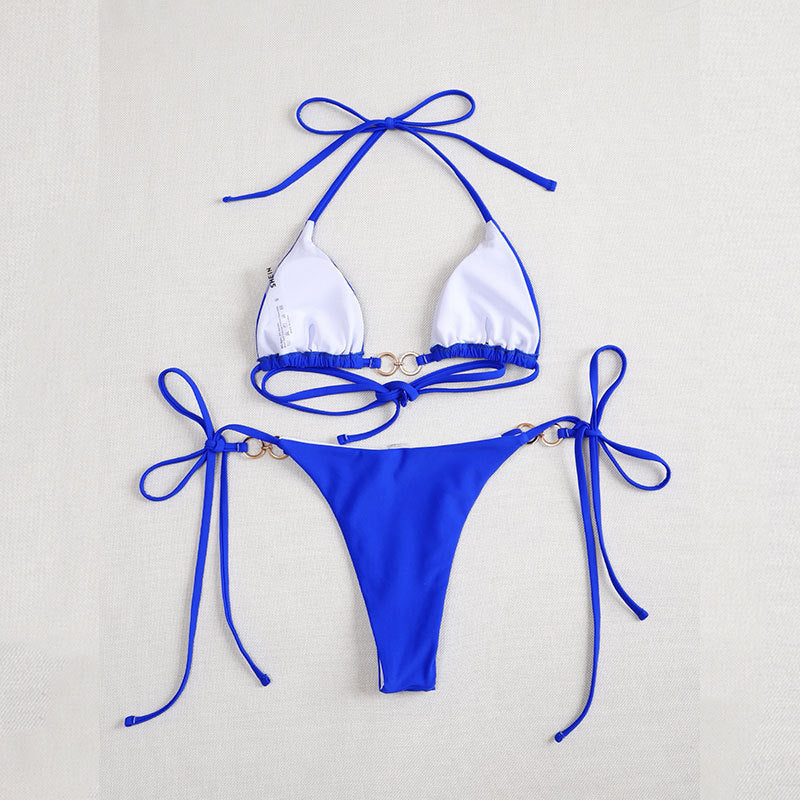 Dame trekant-bikini med stilfulde snore og elegant ringdetalje Stilla