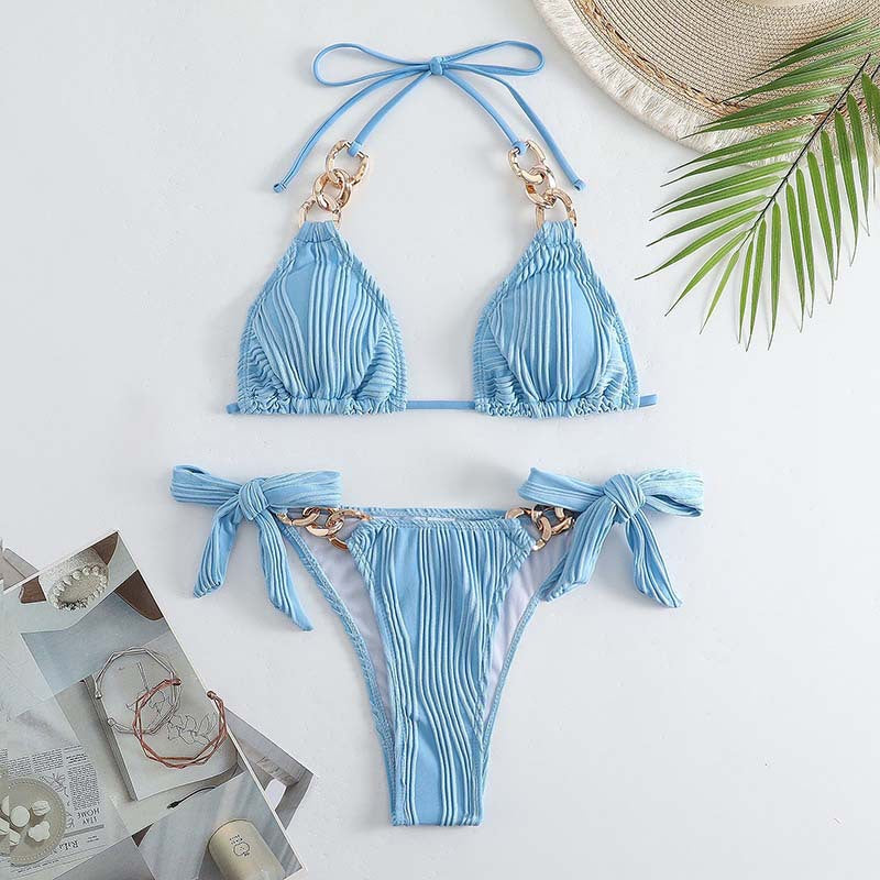 Dame Triangel-Bikini med raffinerede bindefunktioner og glinsende accenter Stilla