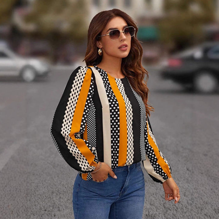 Dame Bluse med moderne stribet mønster Stilla
