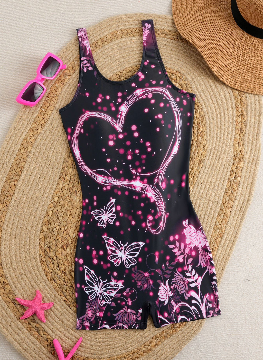 Damer sporty one-piece badedragt med trendy grafikdesign Skovae