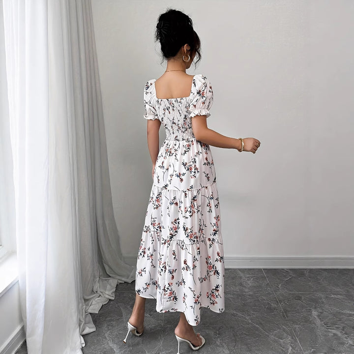 Dame Blomster Rynket Maxi Kjole Stilla
