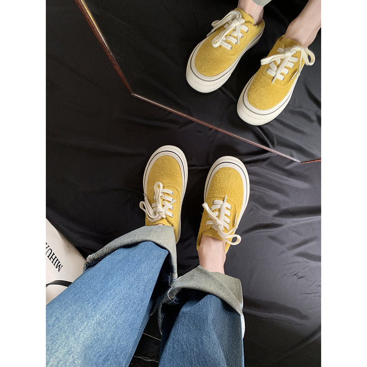 Dame Textureret Plateau Sneakers med Knude Snøring Stilla
