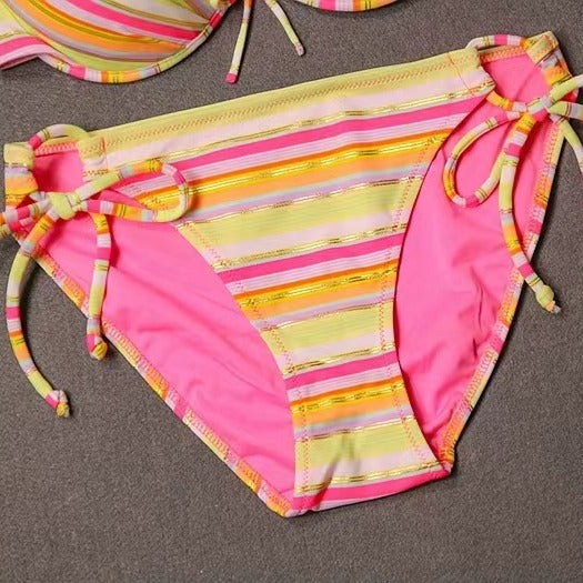Dame Push-up Bikini-sæt med legende stribemønster Skovae