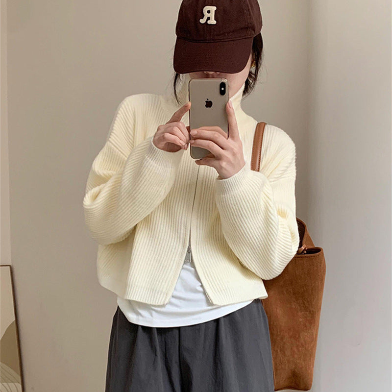 Femme Cozy Zip-Up Ribstrikket pullover Stilla