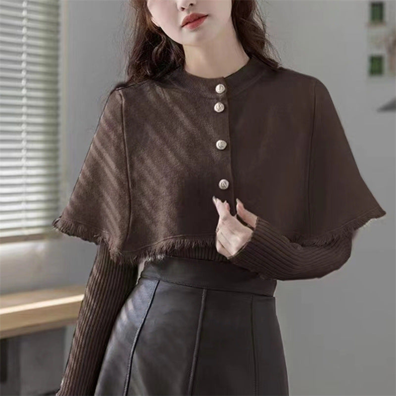 Damer fashionable top med frynset design og knapdetaljer Stilla