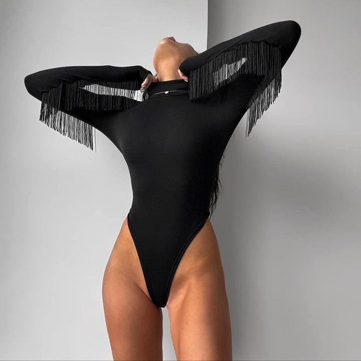 Dame Bodystocking med forførende V-udskæring og fine spaghetti-stropper Skovae