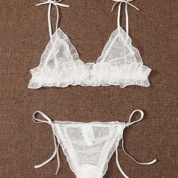 Dame Rynkeprikkede Bralette og Panty Sæt Stilla