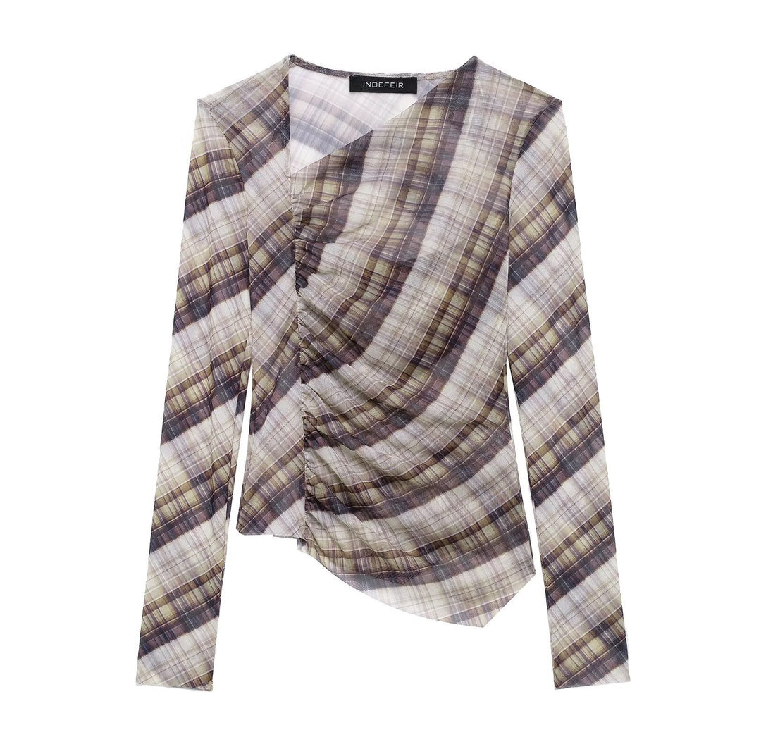 Femme Draped Ternet Bluse Stilla