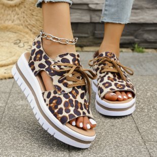 Dame plateau-sandaler med leopardmønster Stilla