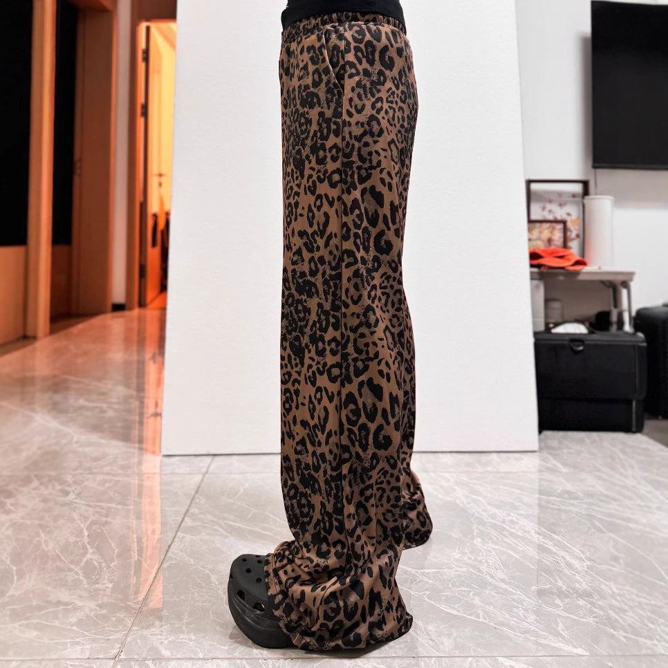 Dame fritidsbukser med leopardmønster og elastisk talje Stilla
