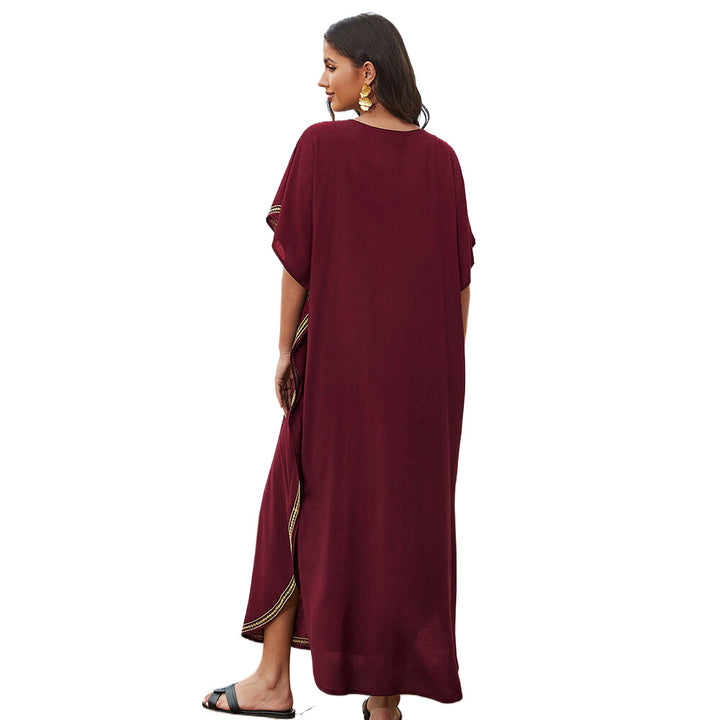Dame luftig Kaftan med kunstneriske broderier Stilla