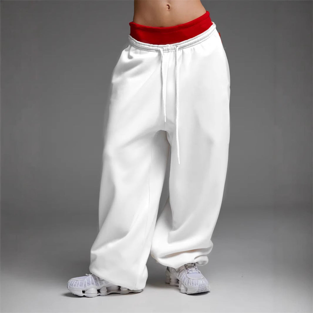 Kvinders trendy, løse joggingbukser med elastisk talje og justerbar snor