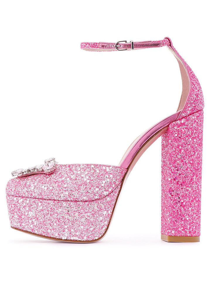 Femme Glitrende Platform Pumps med dekorative Sløjfeforankringer Stilla