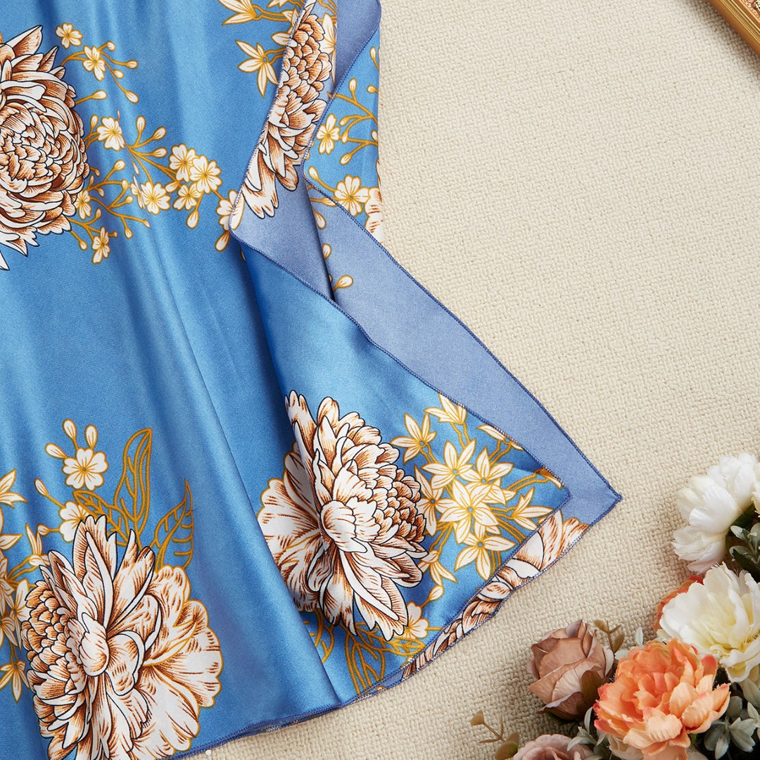 Femme Floral Satin Maxikjole Stilla