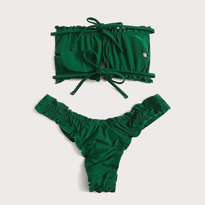 Dame bikini-sæt med mode rynkedesign og elastisk snit Stilla