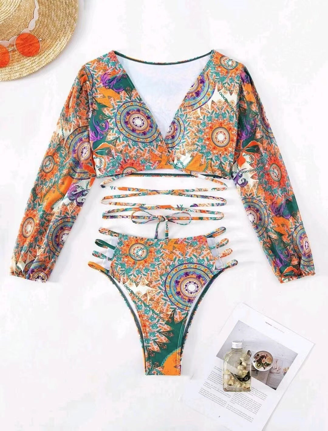 Damebikini med kreativt cut-out-design og lange ærmer Stilla