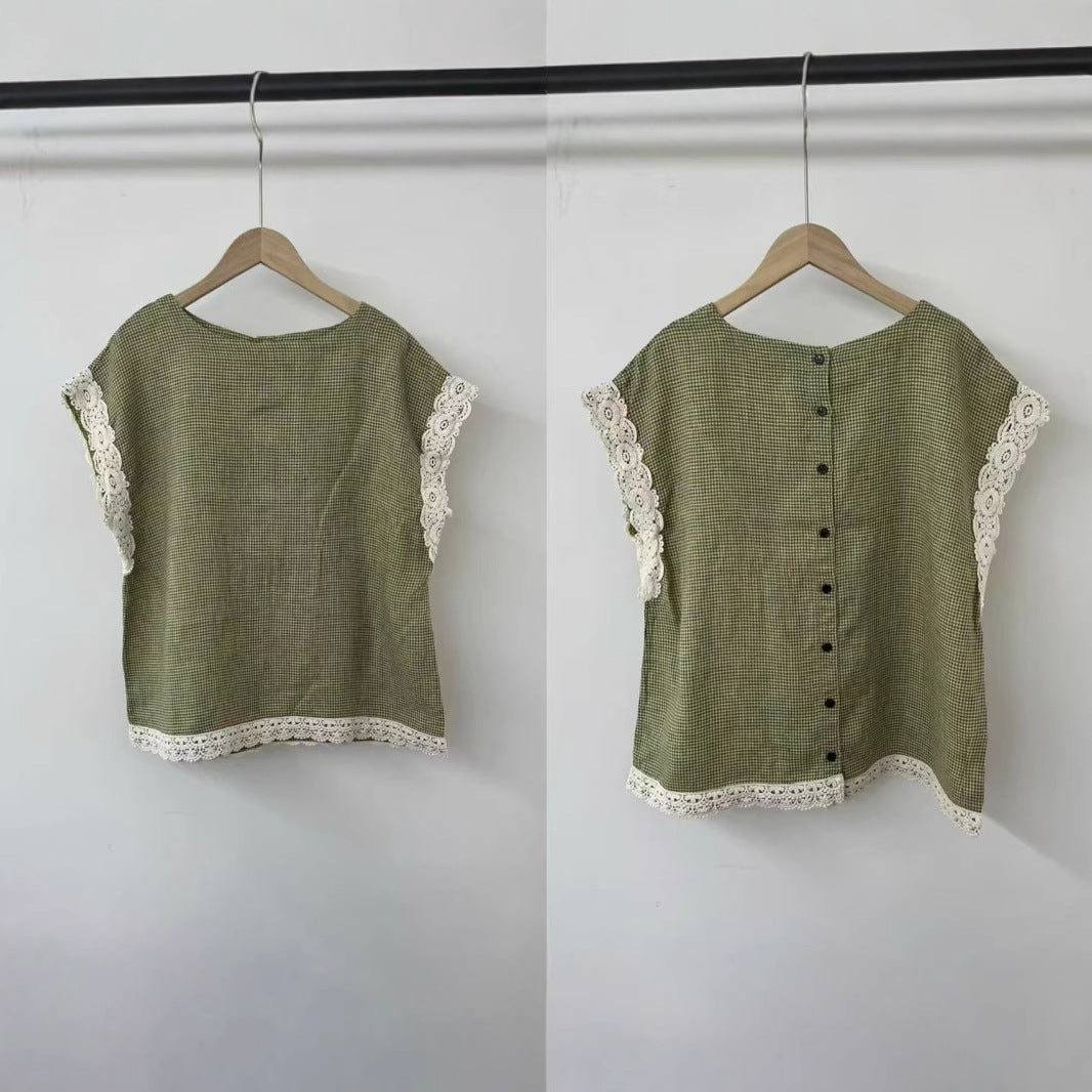 Femme Elegante Hæklet Kant Top Stilla