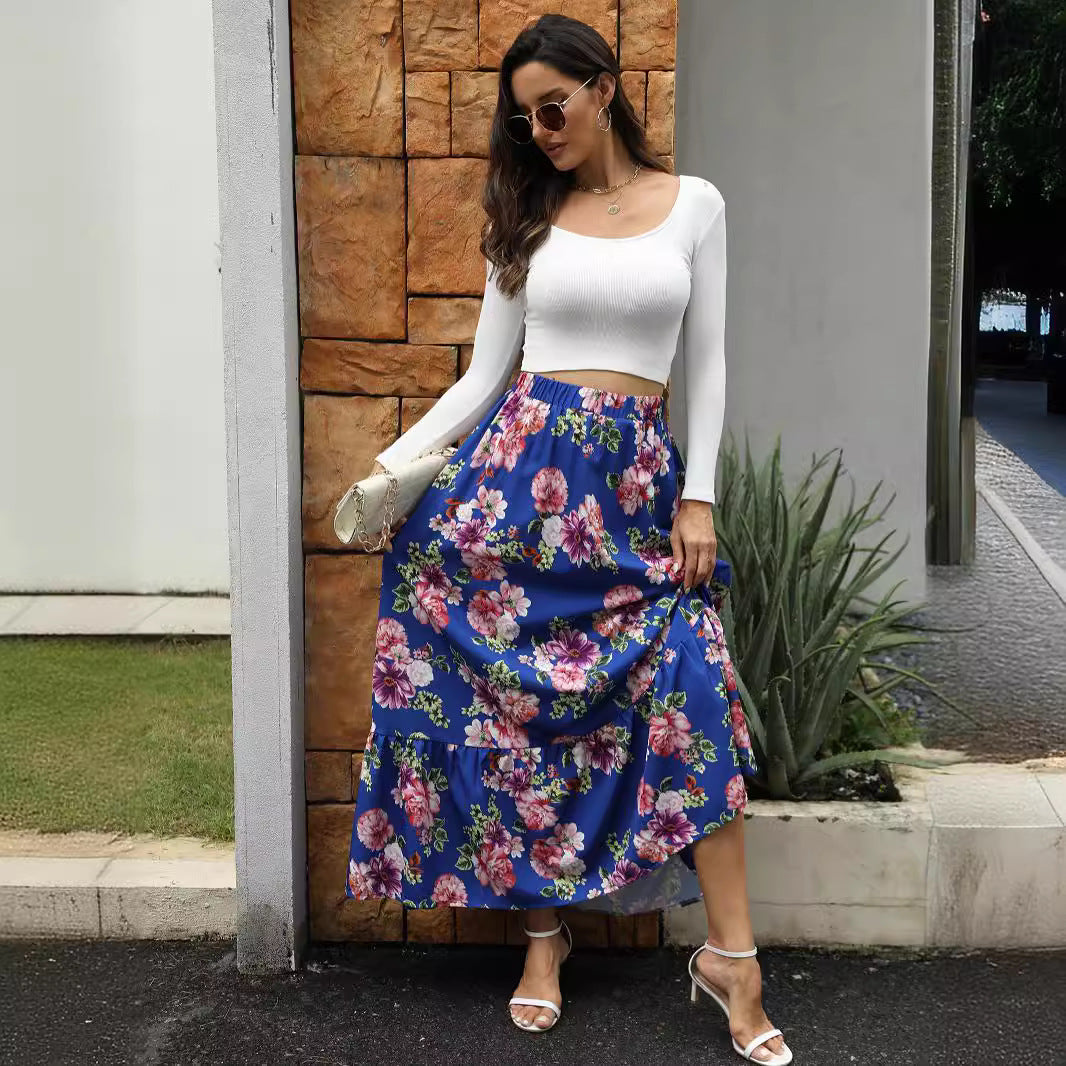 Femme Floral Gestufte Maxi-Nederdel Stilla