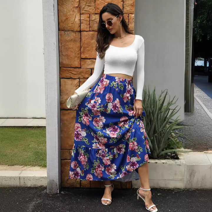 Femme Floral Gestufte Maxi-Nederdel Stilla