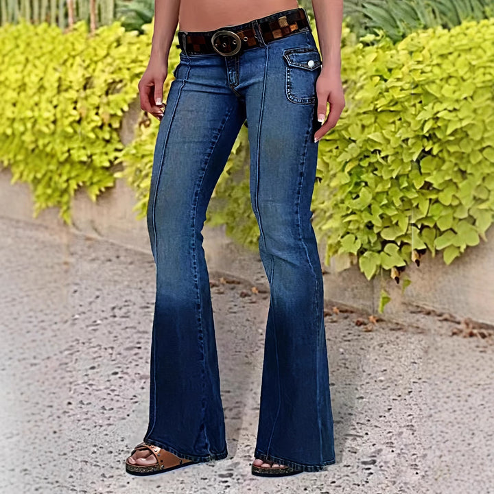 Dame Bootcut Jeans med høj talje og stilfuld Stone-Washed effekt Stilla