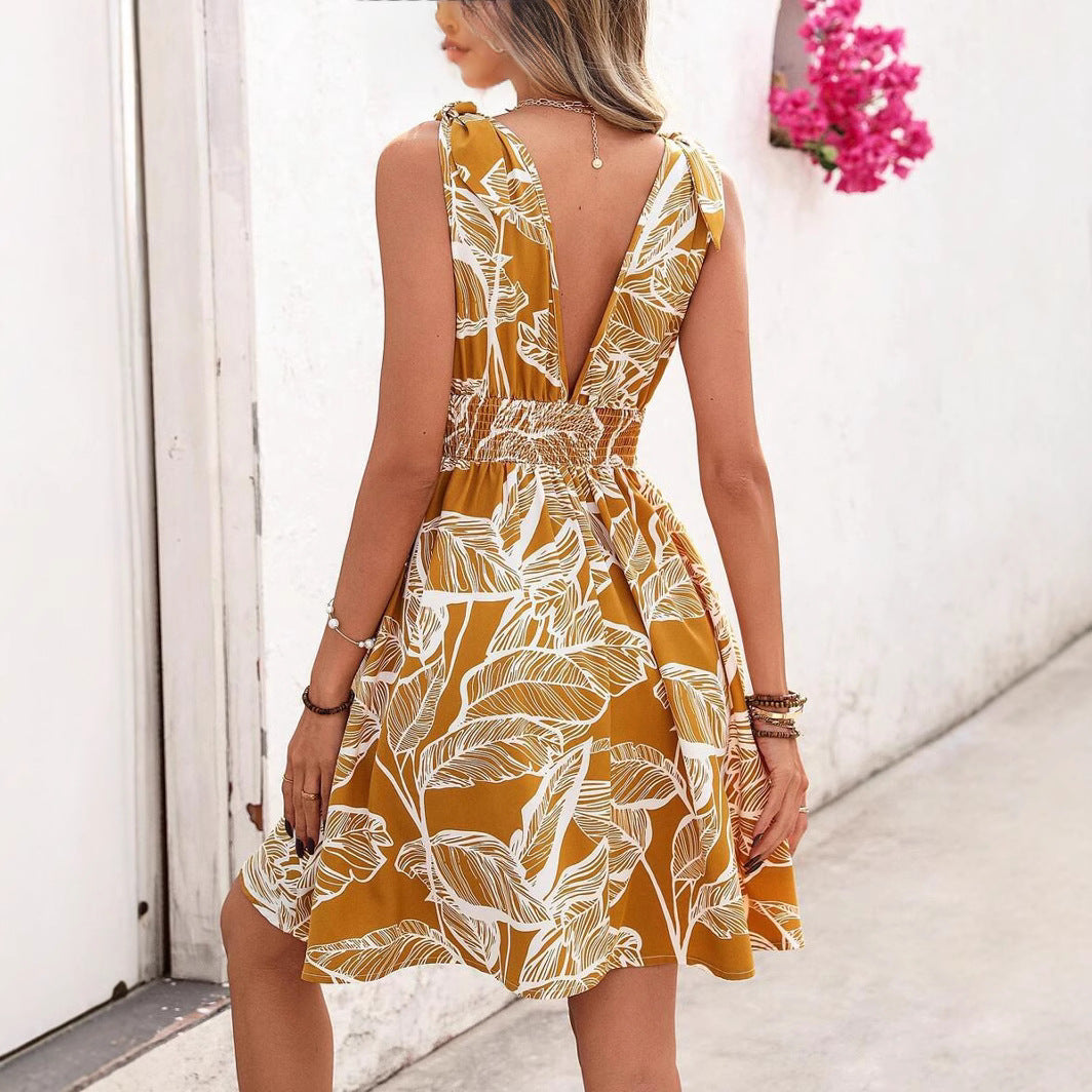 Dame luftig sommerkjole med rynker Stilla