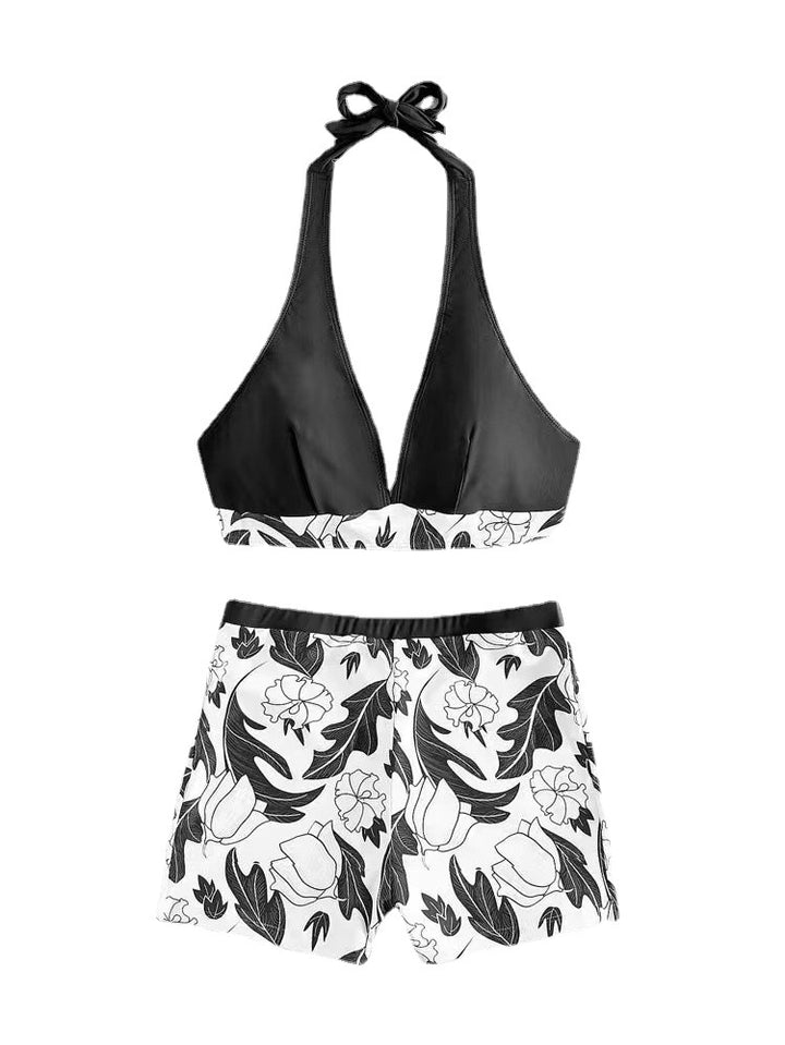 Femme Floral Print Højtaljet Badedragt Sæt Stilla