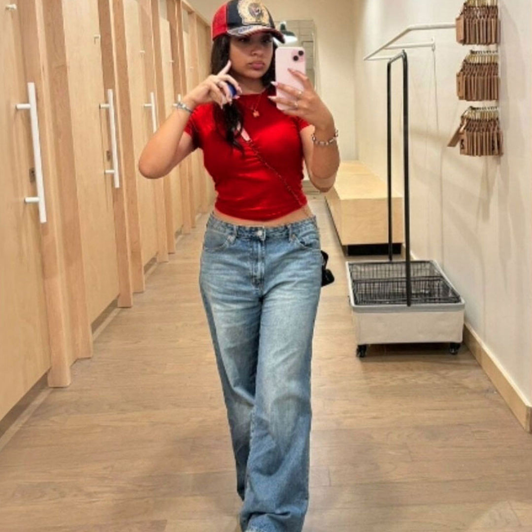 Kvindernes Bred Højtaljede Jeans Stilla