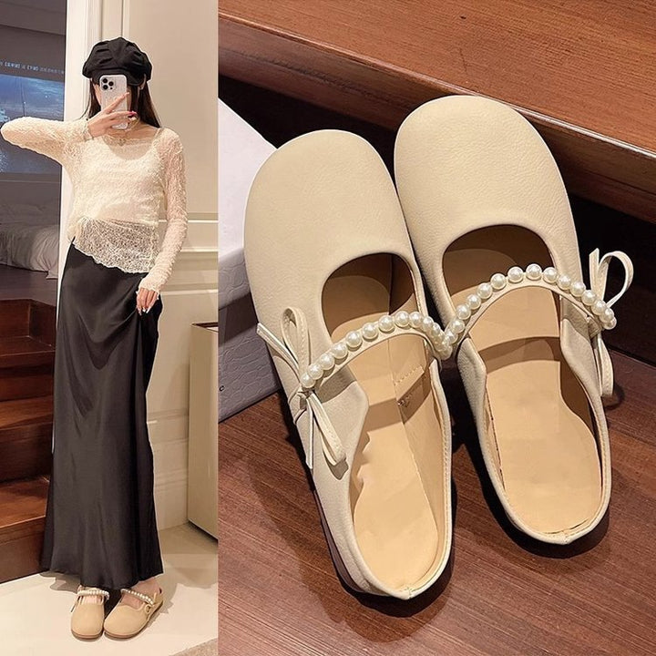 Dame Ballerinas med perleprydet remdesign og behagelig sål Stilla