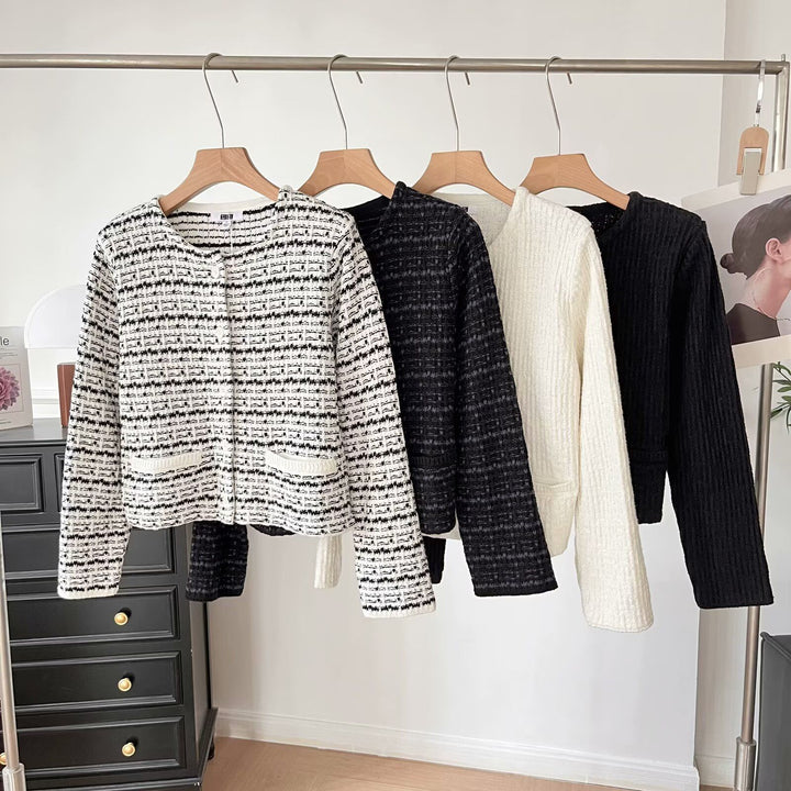 Kvinders smukke strik cardigan med tekstureret mønster Stilla
