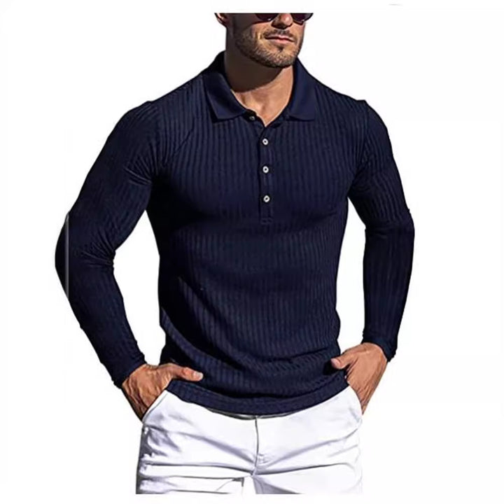 Herre struktureret langærmet polo shirt Stilla
