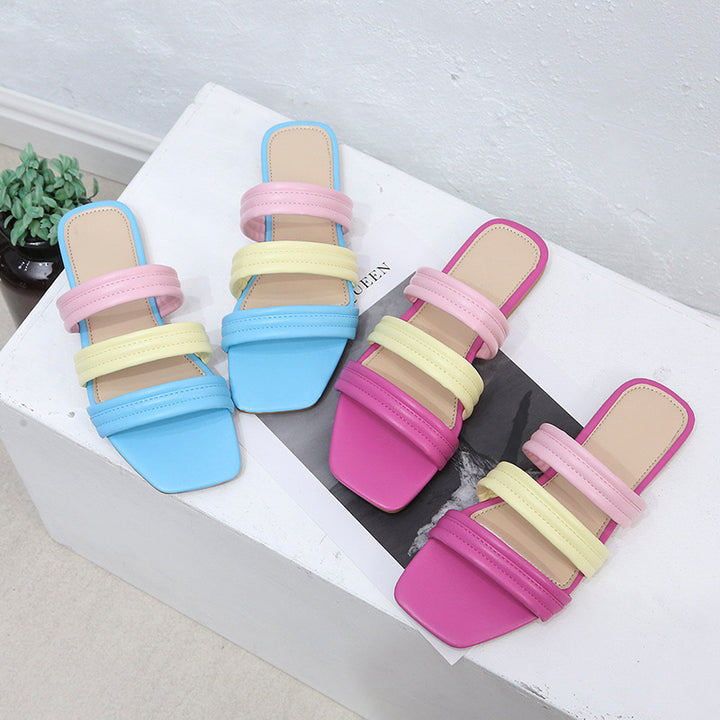 Dame mode slides med brede remme Stilla