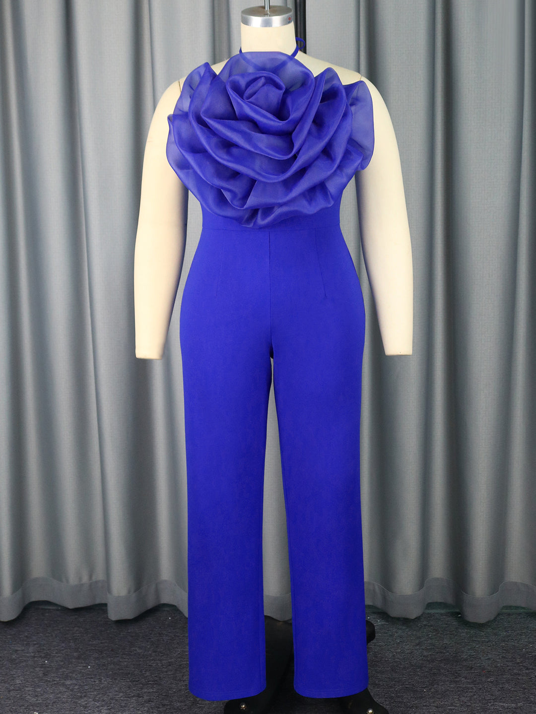 Dame elegant jumpsuit med voluminøs blomsterkrave Skovae