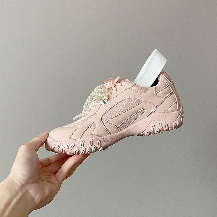 Dame mode sporty sneakers med perleaccent Stilla