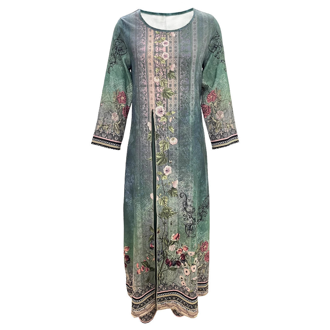 Femme Elegante Åben Foran Tunika Sæt Stilla