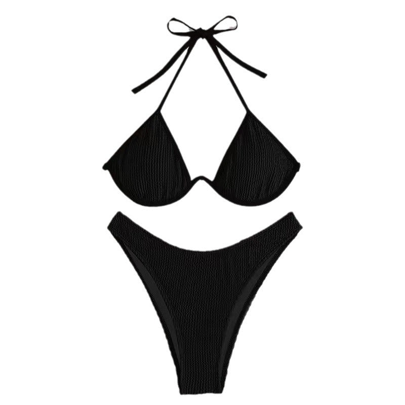 Dame Triangel-Bikini med struktur og justerbare stropper Stilla