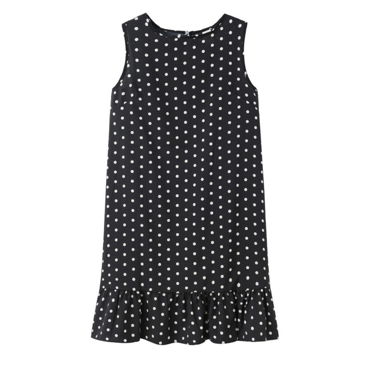 Femme Leges Polka Dot Shift Kjole med Flæsekant Stilla