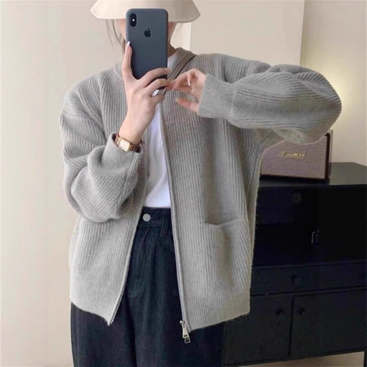 Damer Cozy Knit Cardigan med Høj Krave Stilla